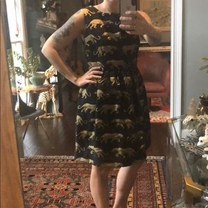 Black and gold cougar print dress